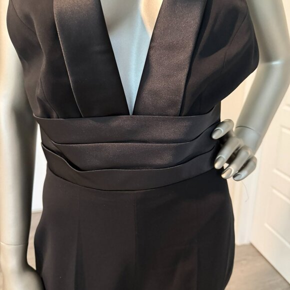 NWT Jay Godfrey Women's Black Sleeveless V-Neck Tapered Tuxedo Jumpsuit Size 2 - Picture 5 of 6